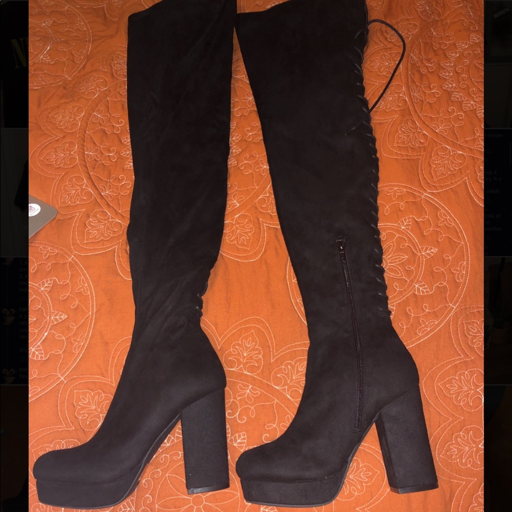 Lace Back Thigh High Boots! Never Worn Out. Size 7